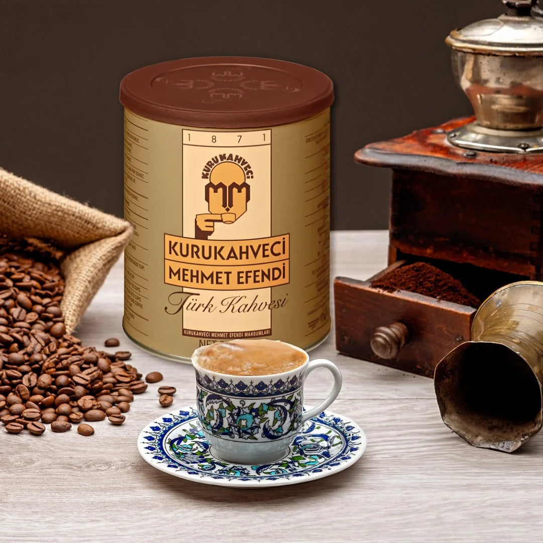 Kurukahveci Mehmet Efendi Turkish coffee with a traditional patterned coffee cup
